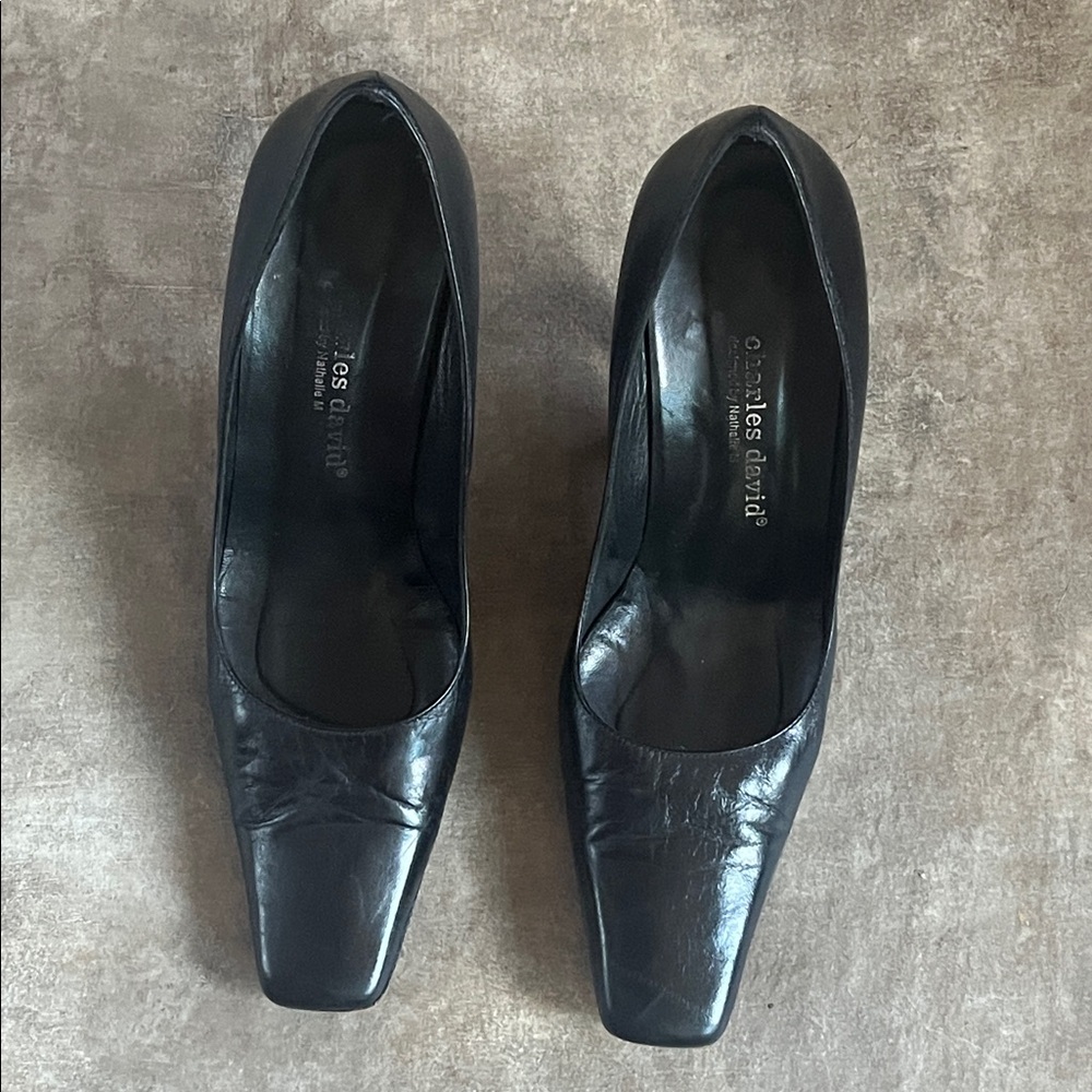 Vintage Charles David designed by Nathalie M Leather High Heels Black 8B